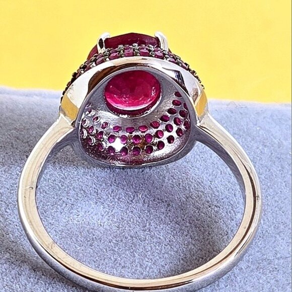 925 Sterling Silver Ring Sz 7.75 with Natural Ruby Gemstone - Picture 4 of 15